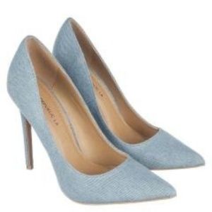 New Shoe Republic LA Religion Blue Denim Heels 8.5